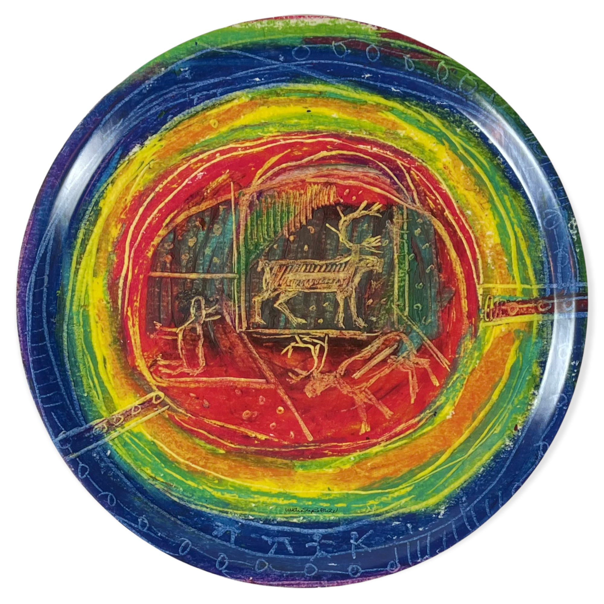 Round tray 38 cm - Northern Lights - Guovssahas - Team Lapland