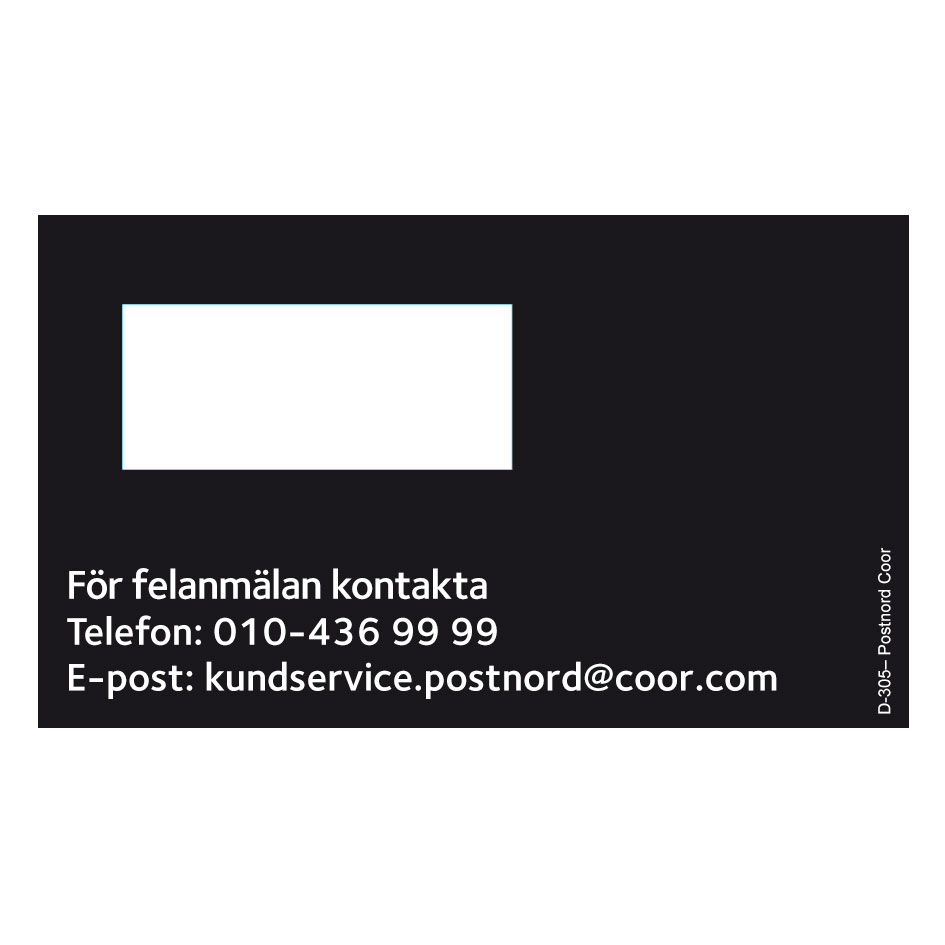 Postnord, felanmälan dekal för äldre ID nummer dekal.