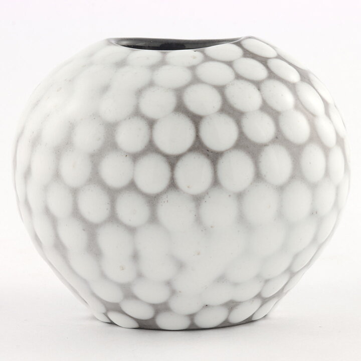 Ingrid Atterberg (Västkust 1943) Swelling Vase with White Dots 9 cm