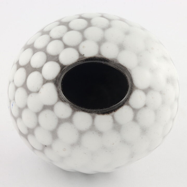 Ingrid Atterberg (Västkust 1943) Swelling Vase with White Dots 9 cm