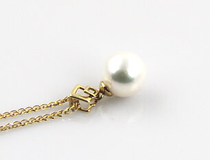 Perlenanhänger-Akoya in AAA-Qualität in Gold, 8–8.5 mm