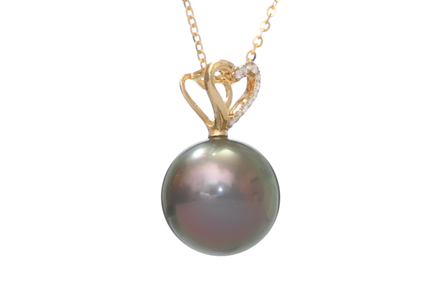 Perlenanhänger-Tahiti in Gold mit Diamanten von 10–11 mm - 2