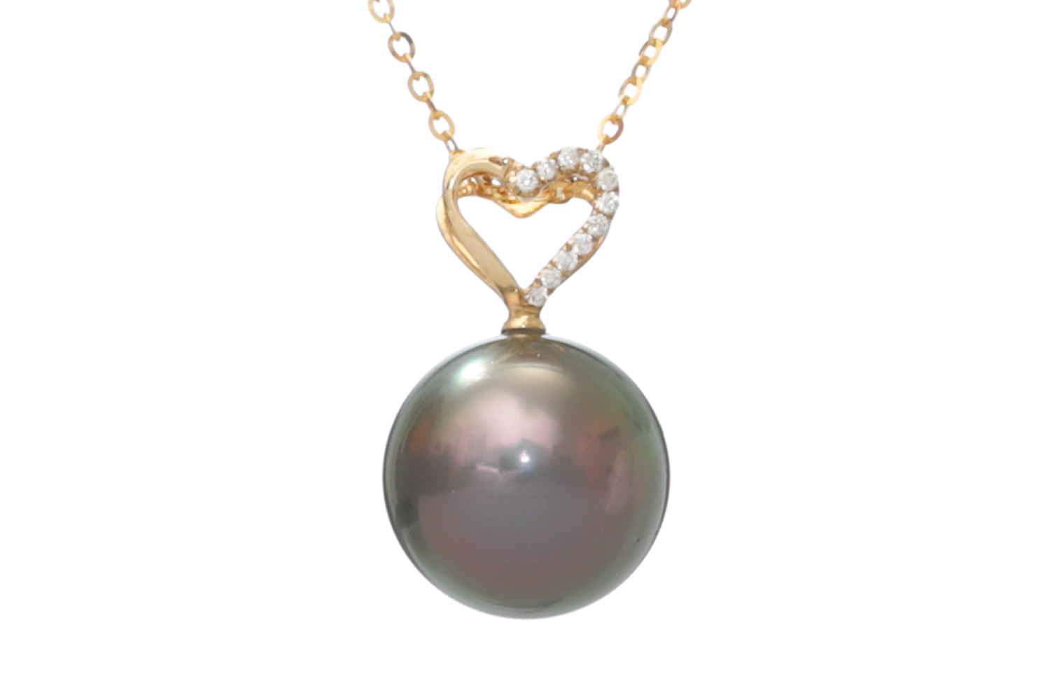 Perlenanhänger-Tahiti in Gold mit Diamanten von 10–11 mm - 3
