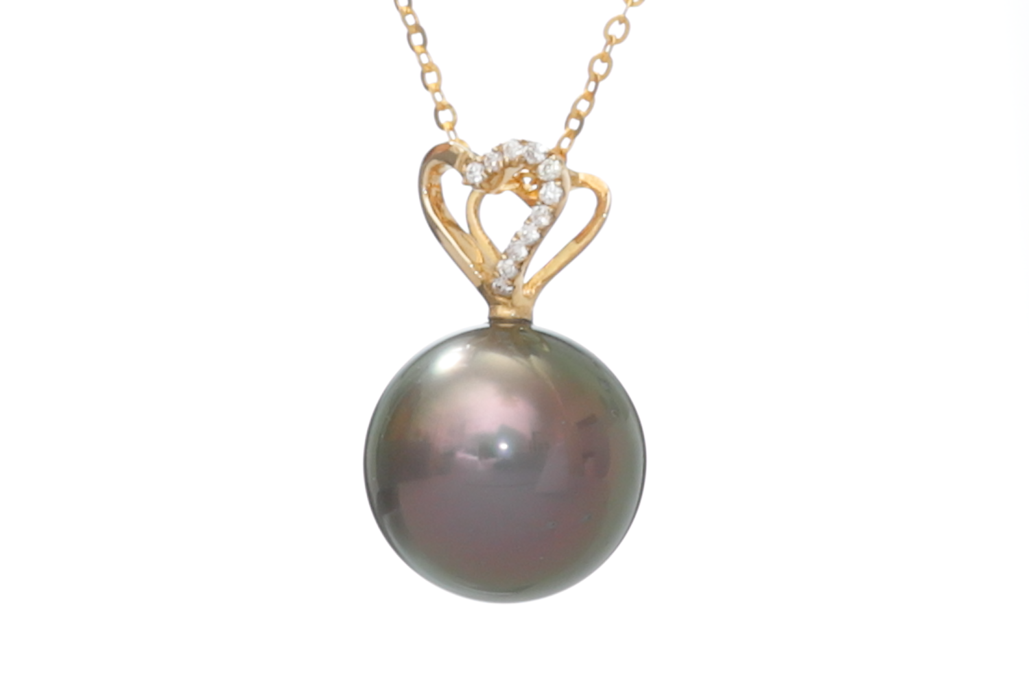 Perlenanhänger-Tahiti in Gold mit Diamanten von 10–11 mm