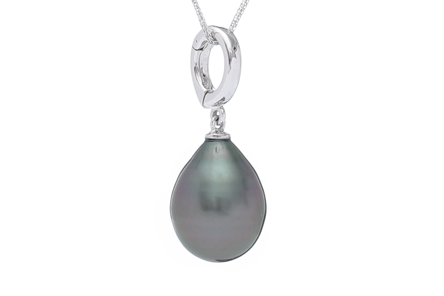 Colgante con perla de Tahiti en forma de gota en montura de oro blanco 18k - 3