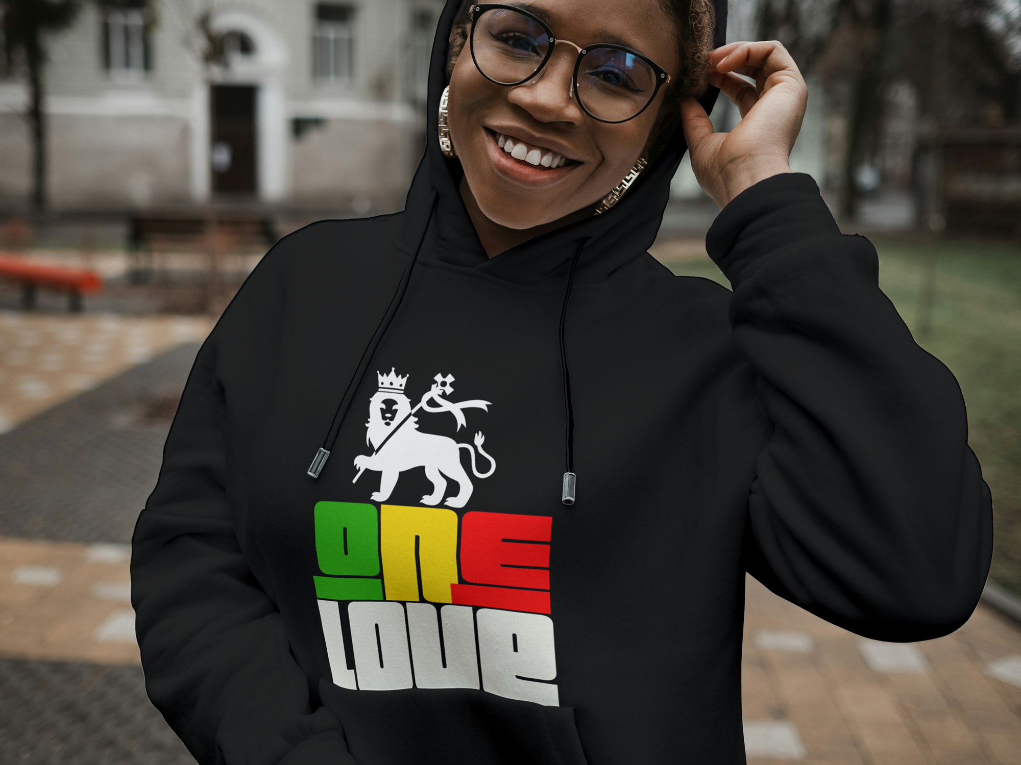 One Love Lion Hoodie Black