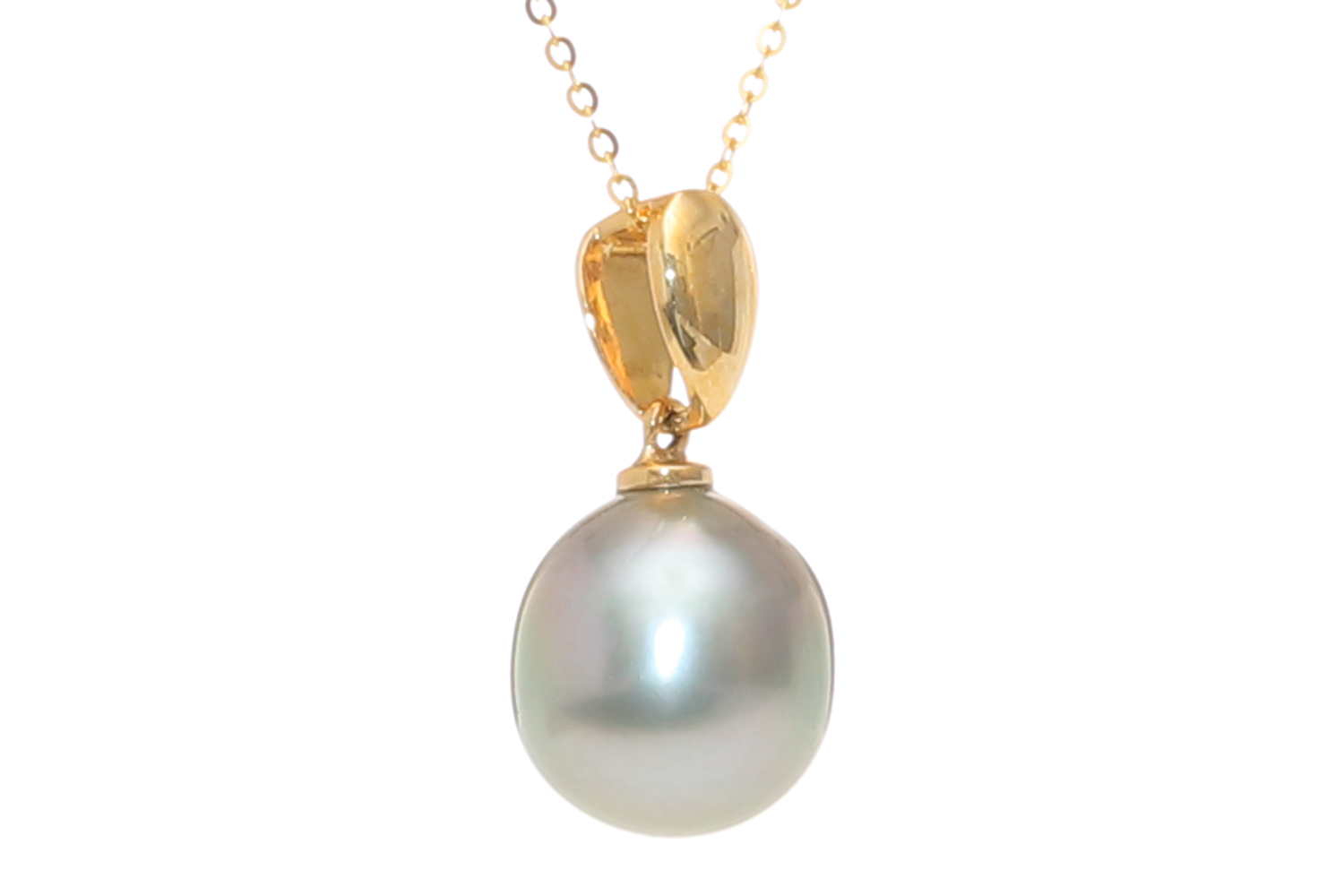 Pendente con perla di Tahiti  a forma di goccia con montatura in oro - 2