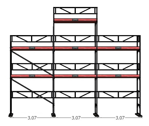 Paketti 3 Rakennustelineet 9x6m + pääty + perävaunu - 2