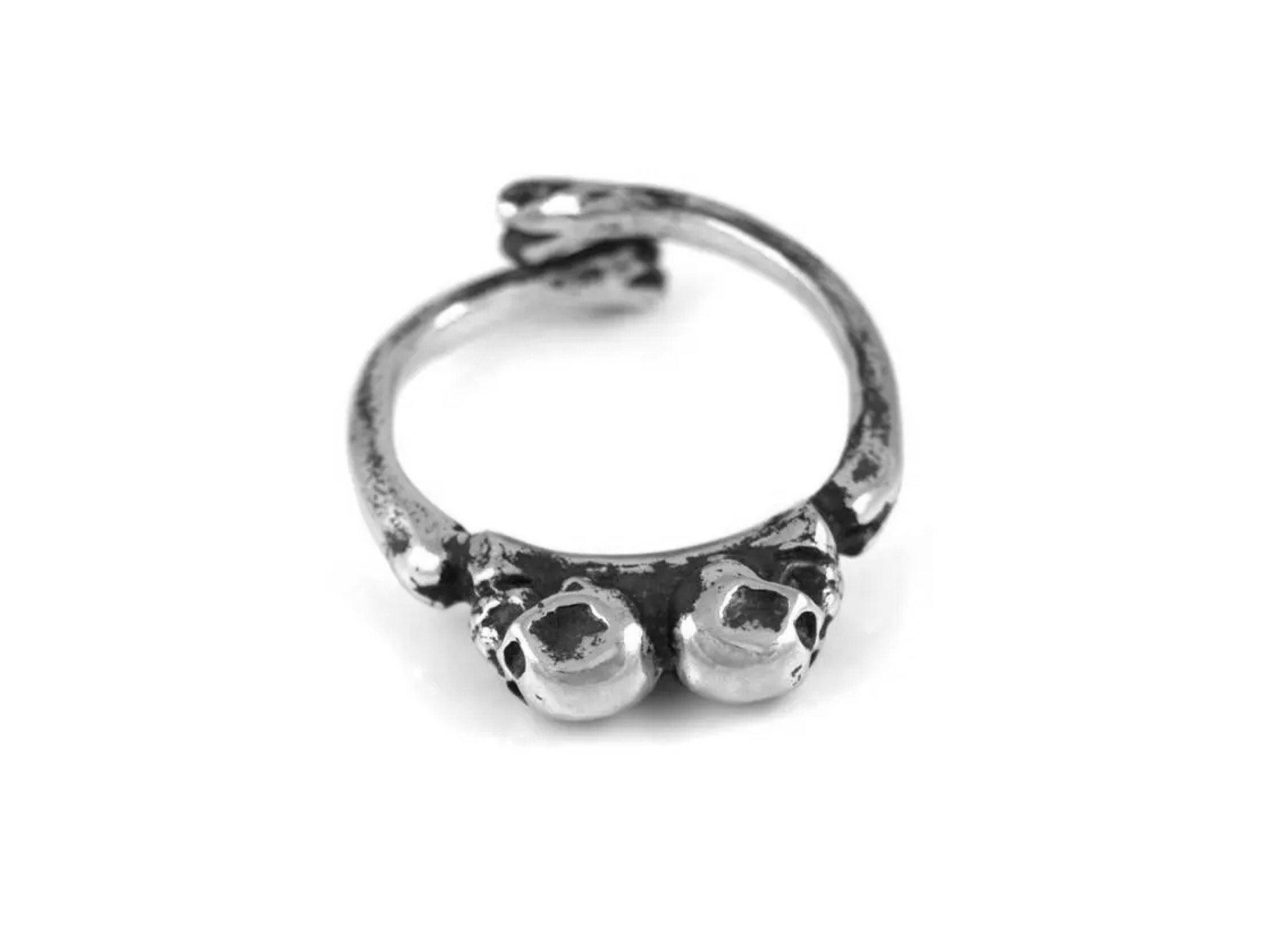 Dubbla Döskallar Ring, Rock Smycke i Tenn - 3