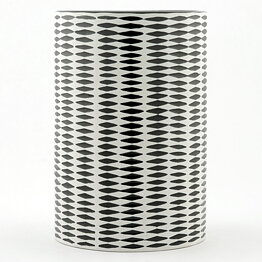 Stig Lindberg (Domino 1954) Black/White Cylinder Vase with Geometric Decor 15 cm