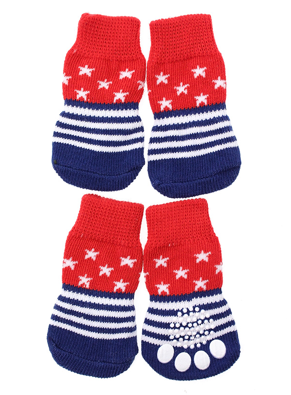 Urban Pup Stars & Stripes 4-Pack Hundsockar Med Antiglid