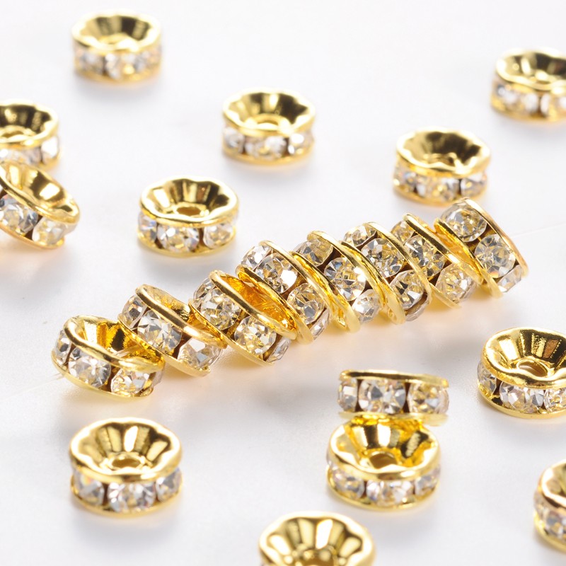 strassrondell, Guld 8mm  Clear - 2