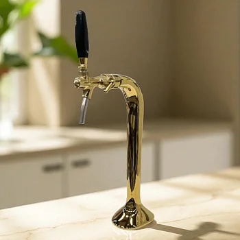 Messing/Gold-Zapfturm (Bierstange) mit einem Zapfhahn
