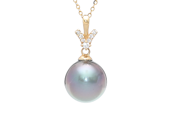 Perlenanhänger Tahiti in Gold mit 9–10 mm großen Diamanten