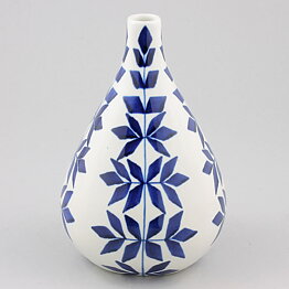 Karin Björquist (Indigo 1952) Drop Vase with Blue Leaf Decor 18 cm