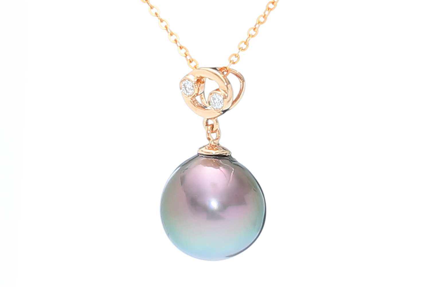 Cancer-22Jun/22Jul, Tahitian pearl pendant set in gold with diamonds - 3