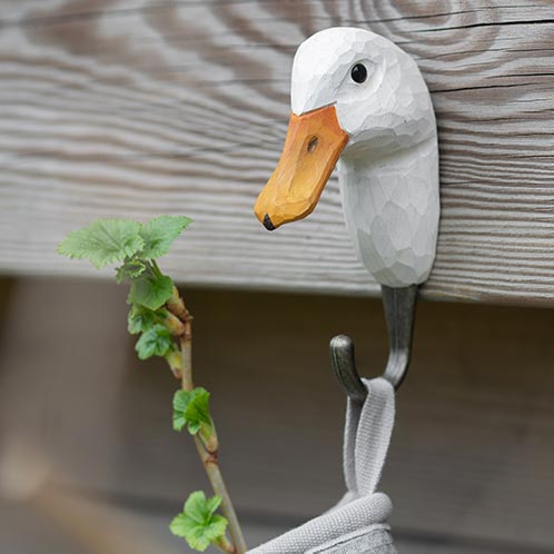 Hand Carved Hook Duck, decor hook made from solid wood, painted with environmentally friendly colours