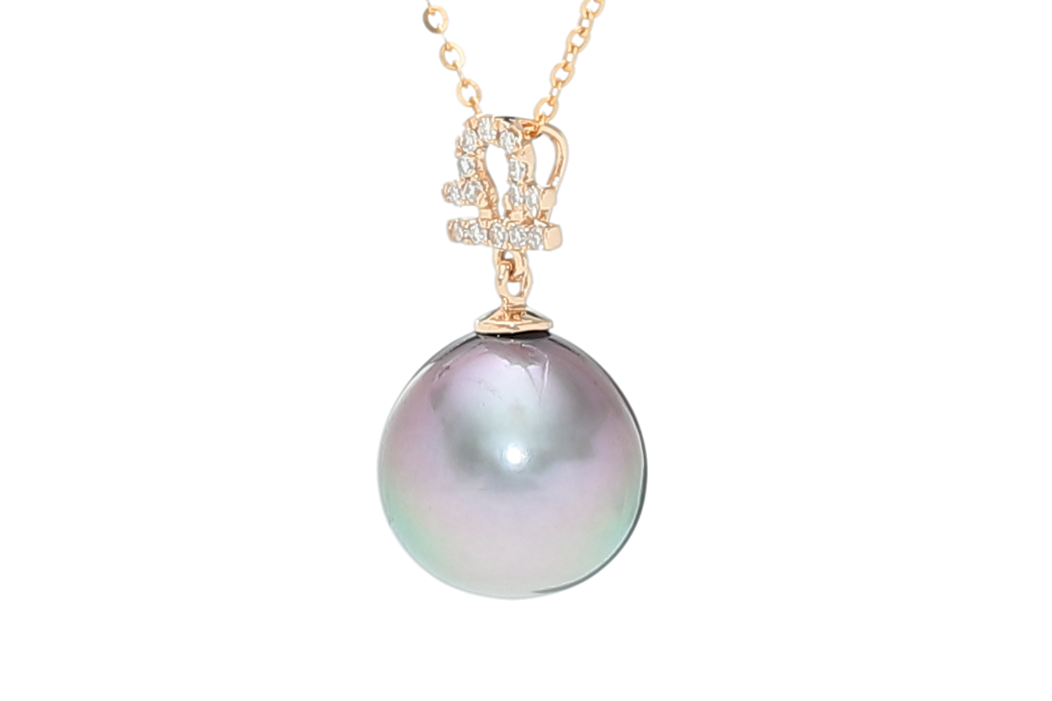 Libra-23Sep/22Oct, Tahitian pearl pendant set in gold with diamonds - 2