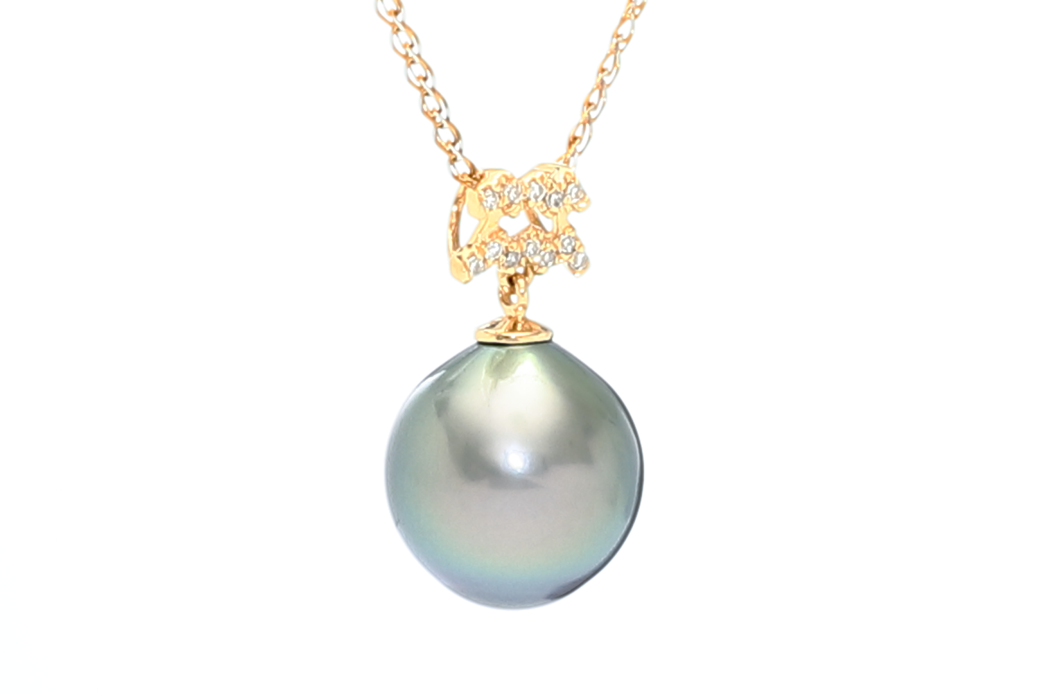 Wassermann – 20. Januar/18. Februar, Perlenanhänger Tahiti in Gold mit Diamanten  - 3