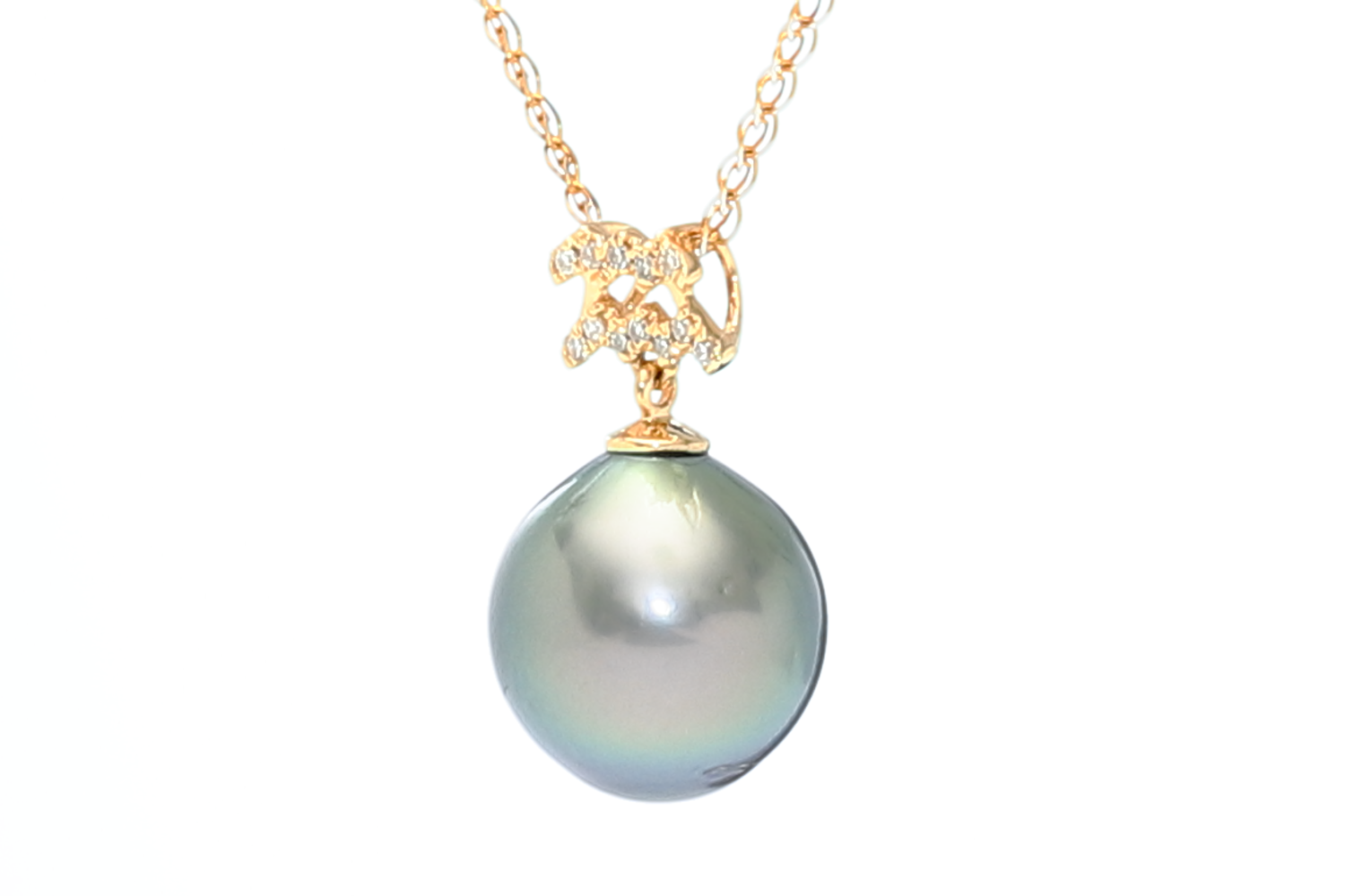 Wassermann – 20. Januar/18. Februar, Perlenanhänger Tahiti in Gold mit Diamanten  - 2