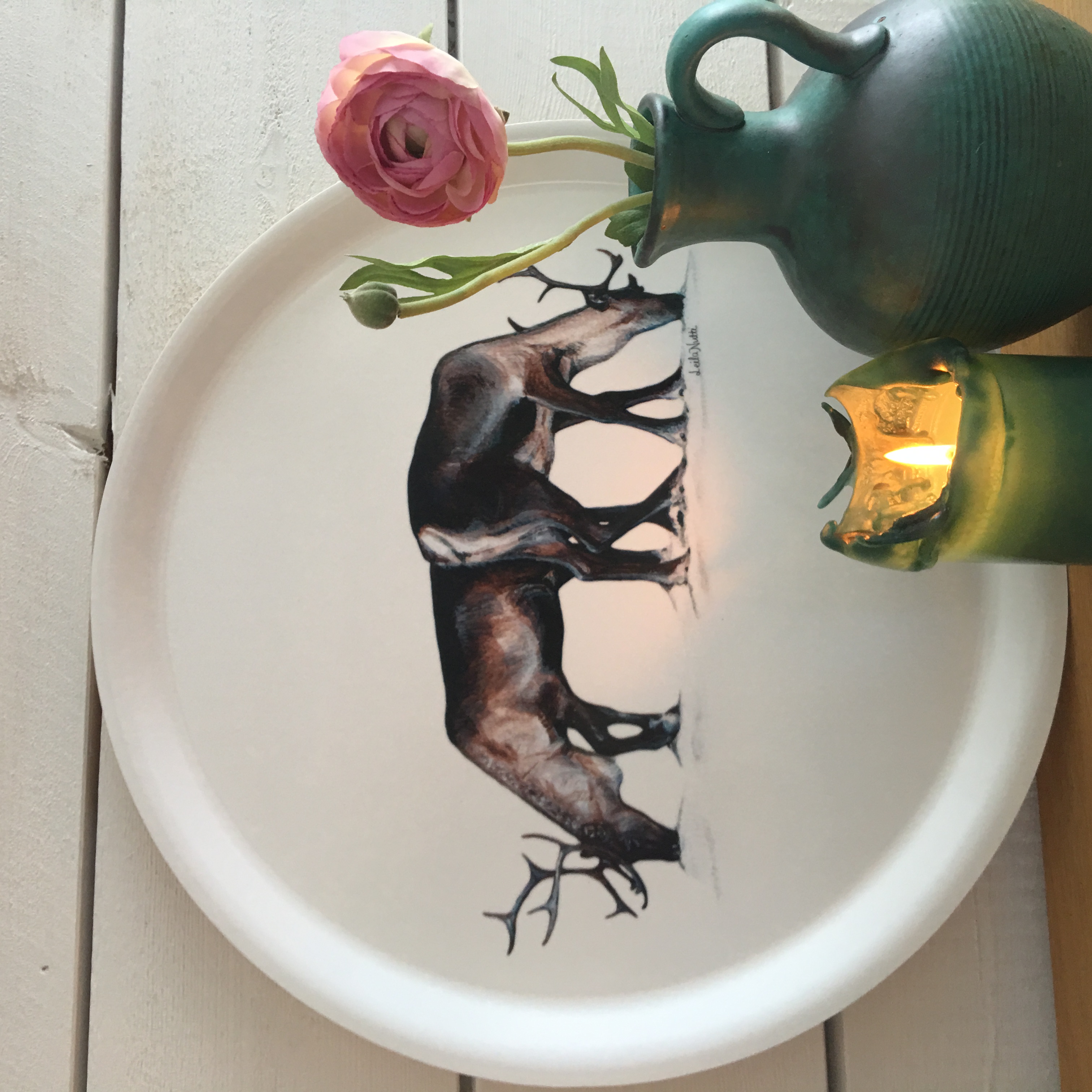 Round tray 38 cm - Grazing reindeers - 3