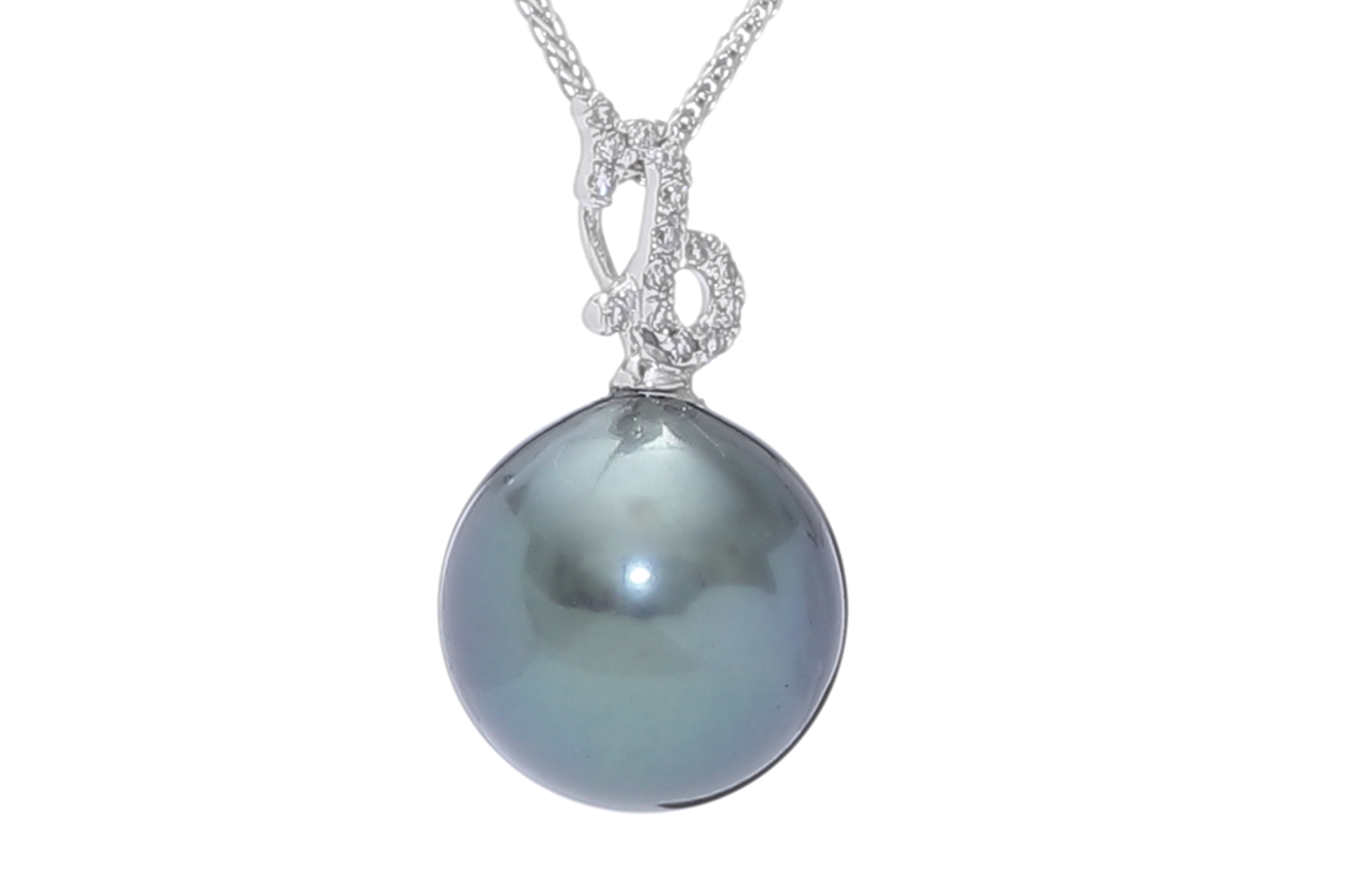 Capricorn-22Dec/19Jan, Tahitian pearl pendant set in white gold with diamonds - 3