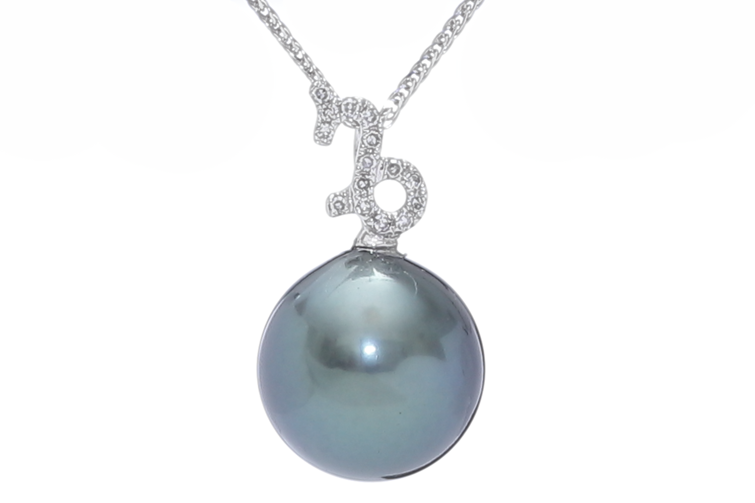 Capricorn-22Dec/19Jan, Tahitian pearl pendant set in white gold with diamonds