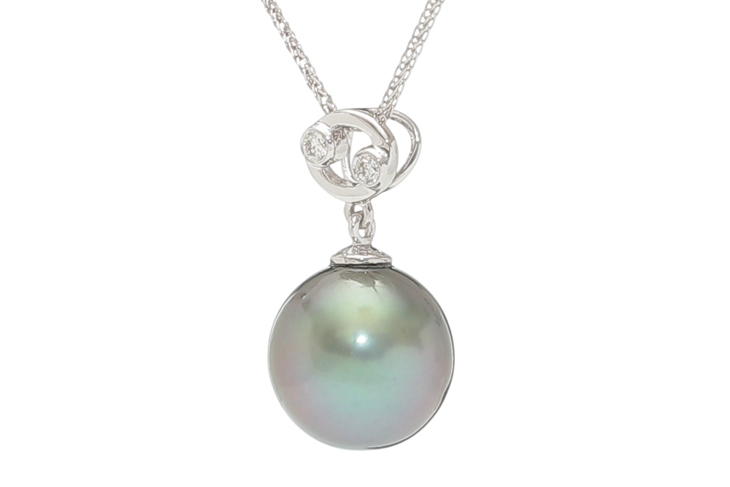 Cancer-22Jun/22Jul, Tahitian pearl pendant set in white gold with diamonds - 3
