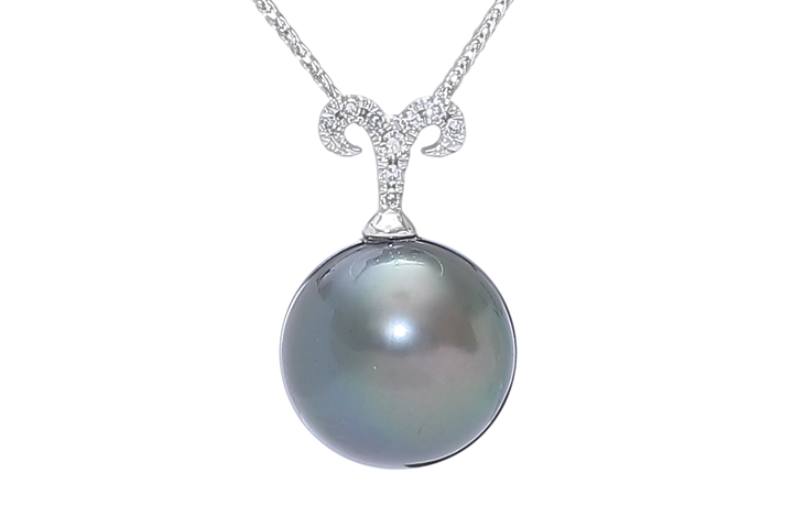 product-image Widder – 21. März/19. April, Perlenanhänger-Tahiti mit Weißgold und Diamanten