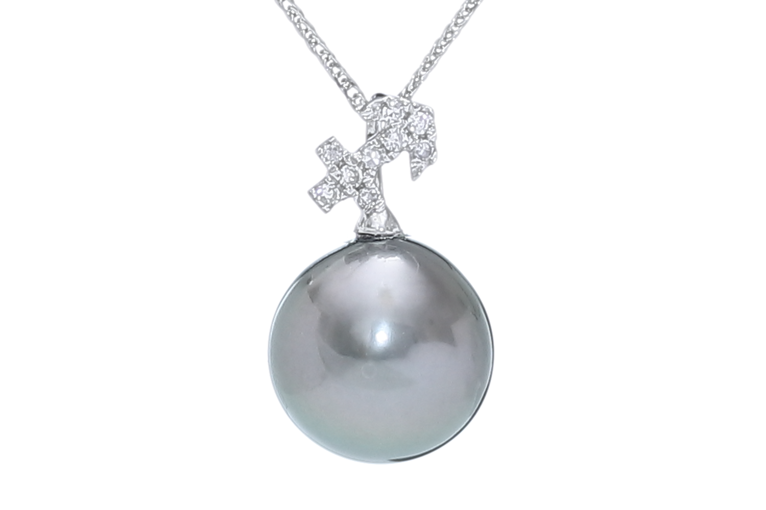 Sagittarius-22Nov/21Dec, Tahiti pearl pendant set in white gold with diamonds - 2