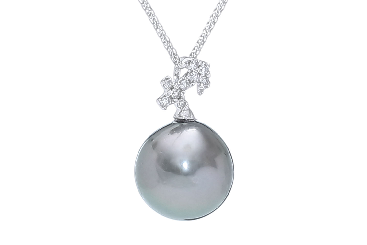 Sagittarius-22Nov/21Dec, Tahiti pearl pendant set in white gold with diamonds