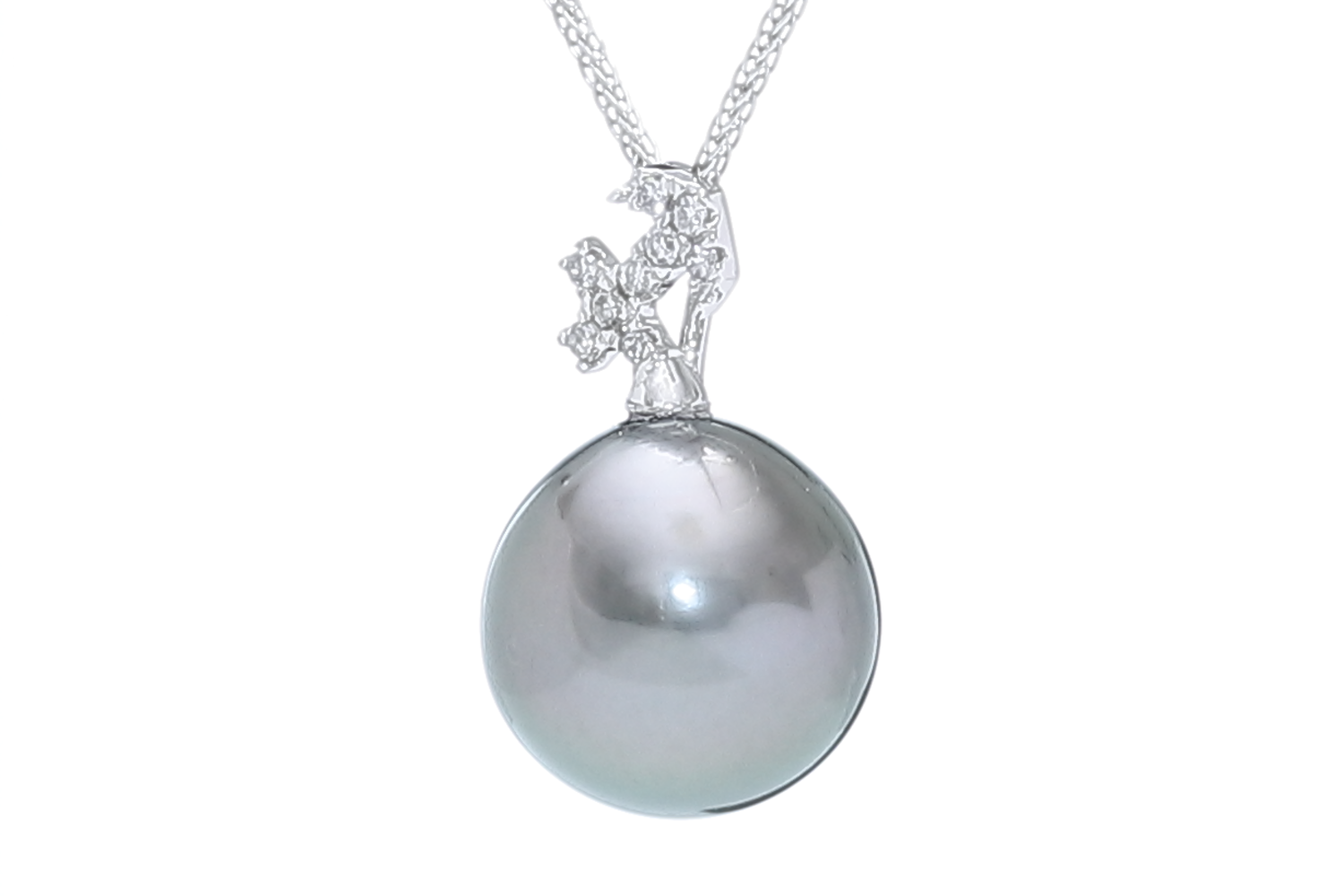 Sagittarius-22Nov/21Dec, Tahiti pearl pendant set in white gold with diamonds - 3