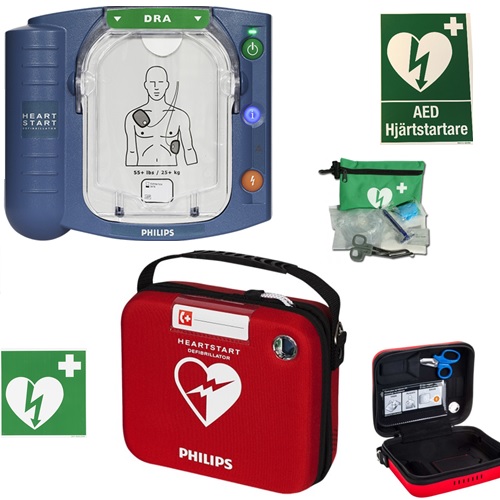 Philips Heartstart HS1. Inklusive helförsäkring, original bärväska, skyltmaterial m.m.