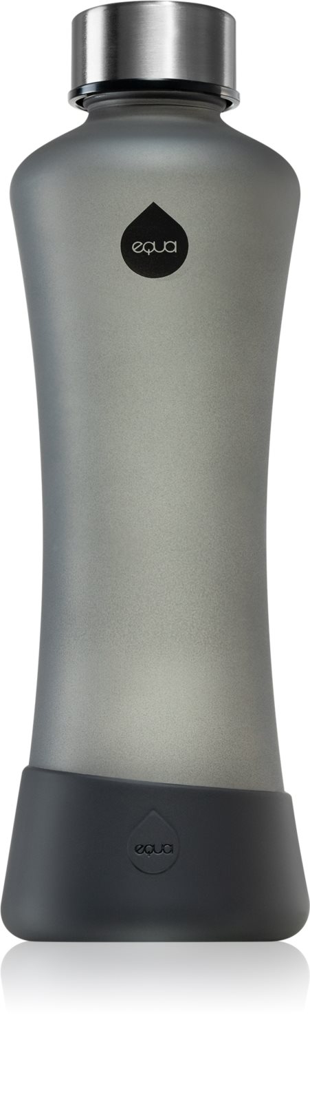 Grå vattenflaska av glas med silverfärgad kork