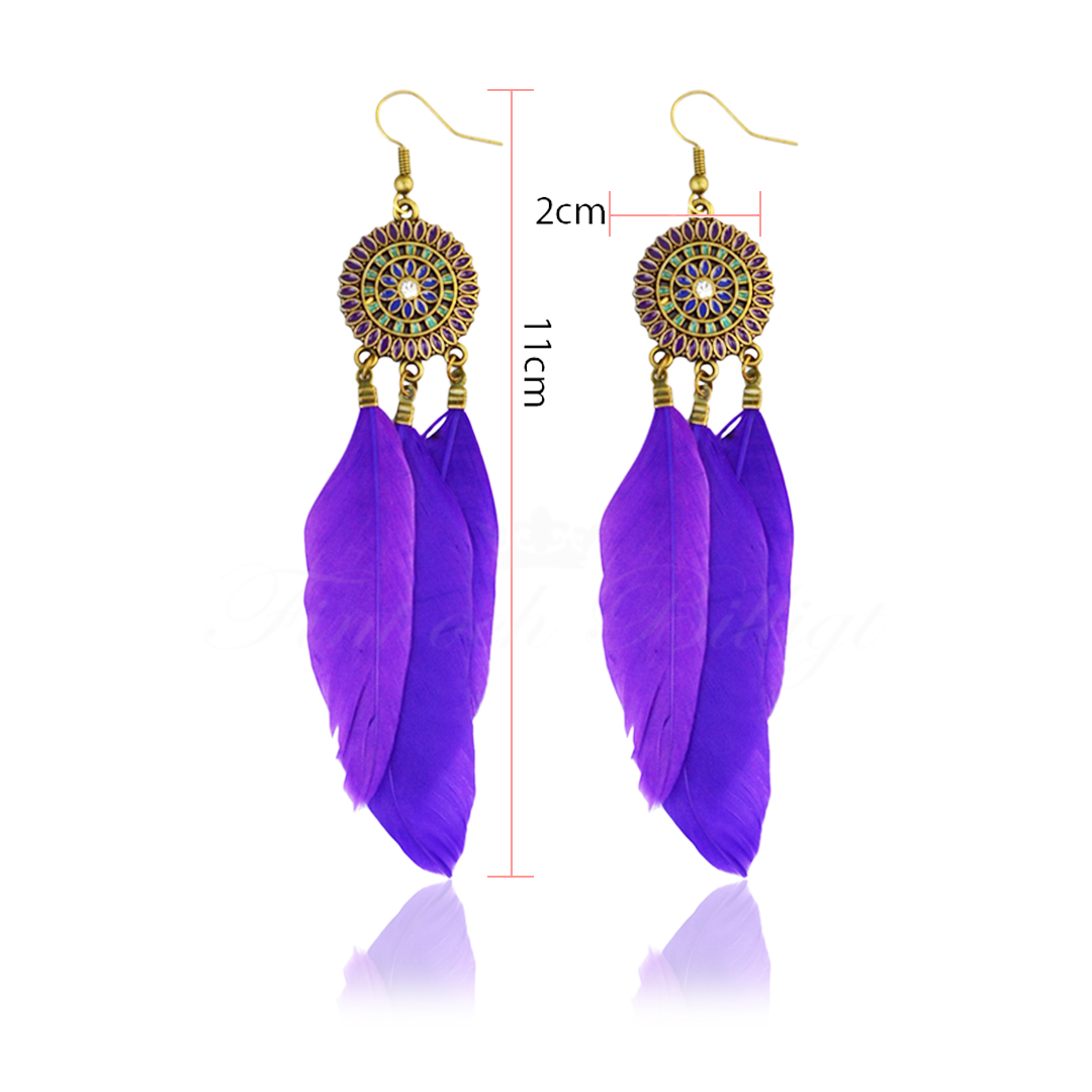 Retro Passion Purple - Feather Earrings Retro Style Purple Feathers - 3