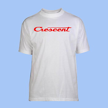 Klassisk T-shirt 100 % bomuld, Crescent, god kvalitet med stort tryk på brystet.