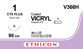 Vicryl suture 1, V366H, CTX needle, 90 cm purple