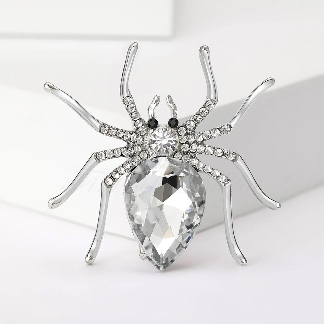 Brosch - Spindel Stor Kristall 5 olika färger - Spider Queen - 5