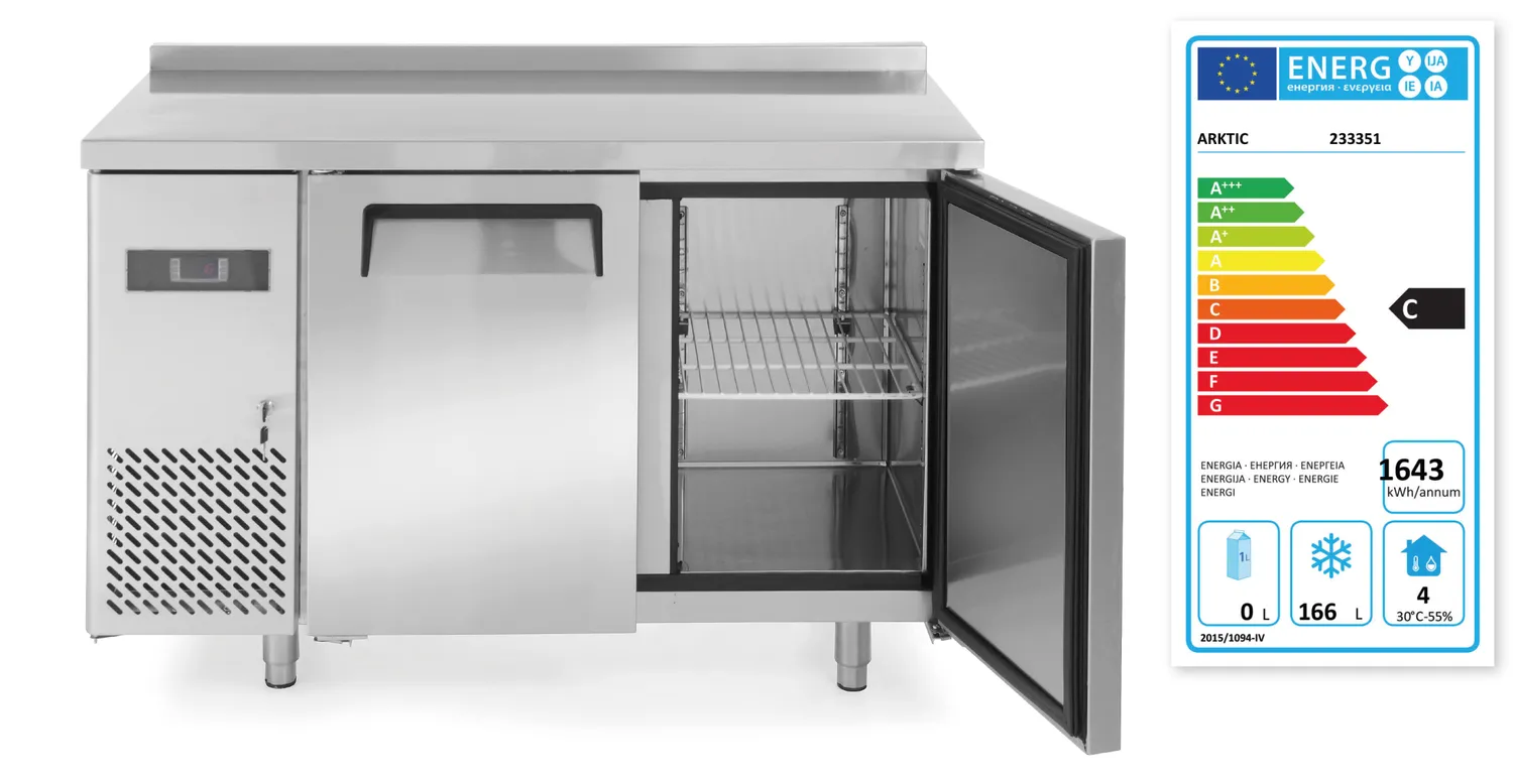 Frysbänk med två dörrar och bakkant, 220 L - 2