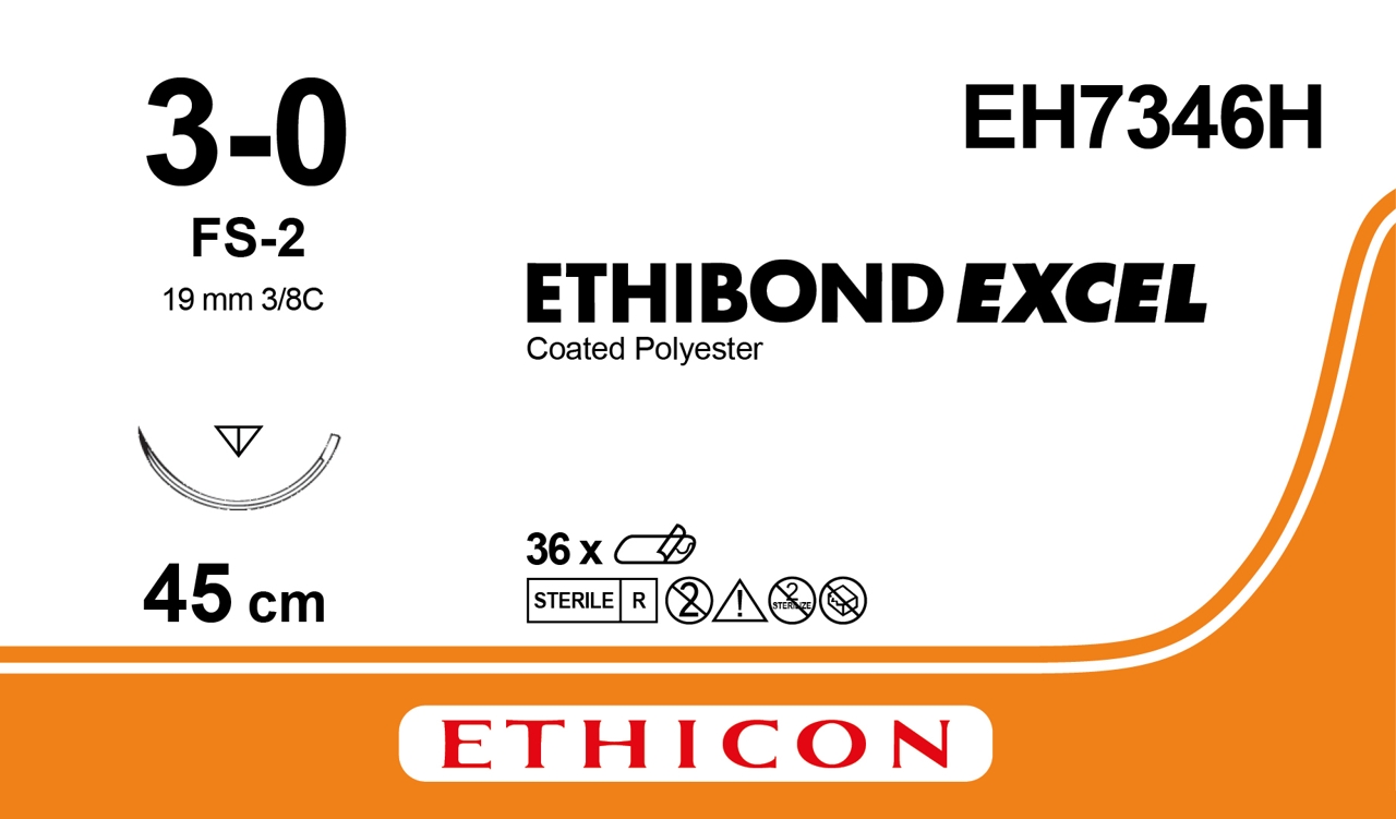 Ethibond suture 3-0, EH7346H, FS-2 needle, 45 cm green