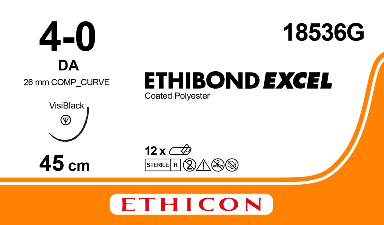 Ethibond suture 4-0, 18536G, DA needle VB, 45 cm green