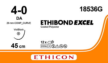 Ethibond suture 4-0, 18536G, DA needle VB, 45 cm green