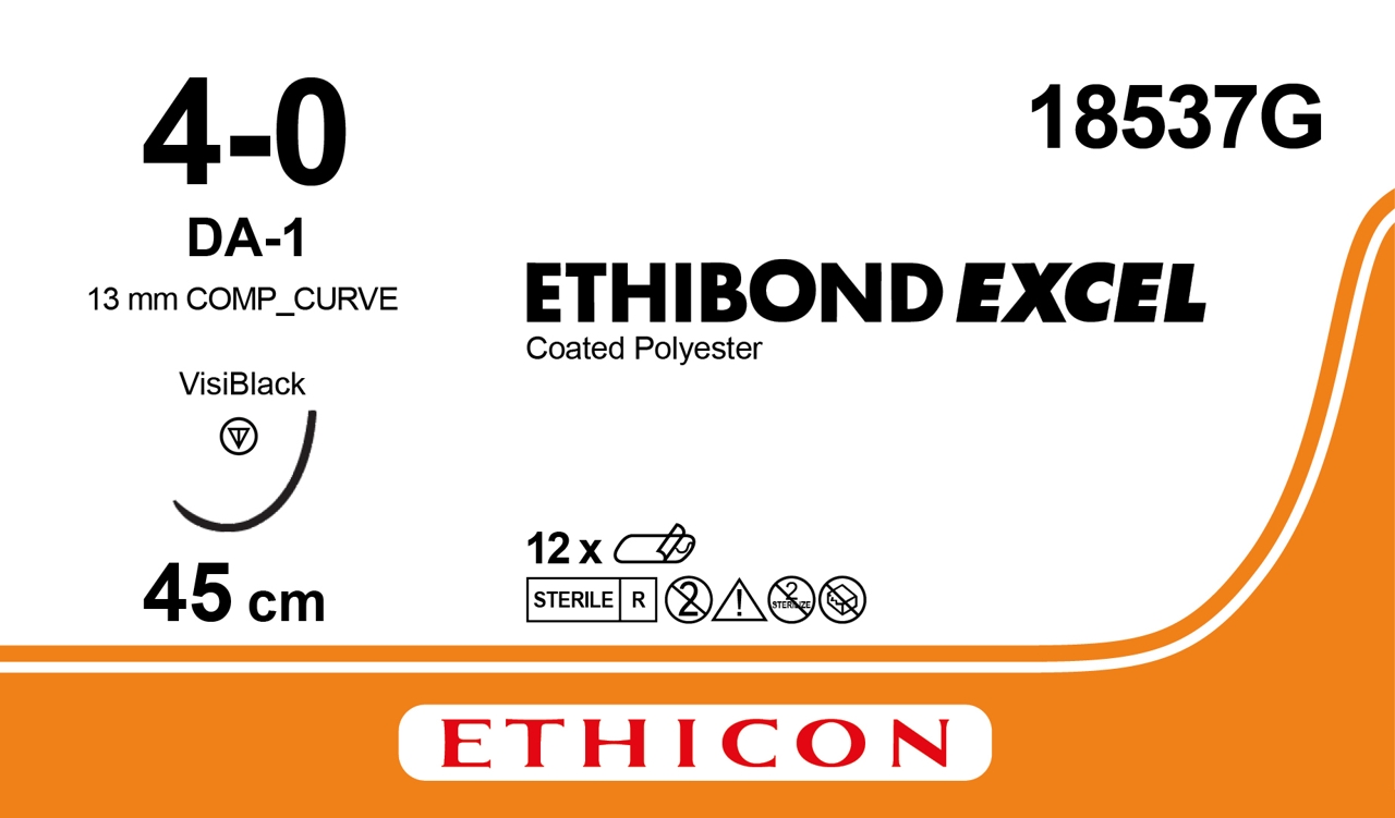 Ethibond suture 4-0, 18537G, DA-1 needle VB, 45 cm green
