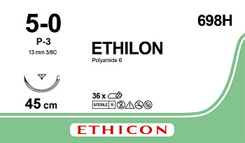 Ethilon sutur 5-0, 698H, P-3 needle, 45 cm black