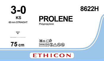 Prolene sutur 3-0, 8622H, KS needle, 75 cm blue