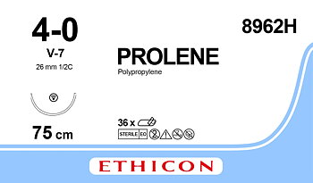 Prolene sutur 4-0, 8962H, V-7 needle, 75 cm blue