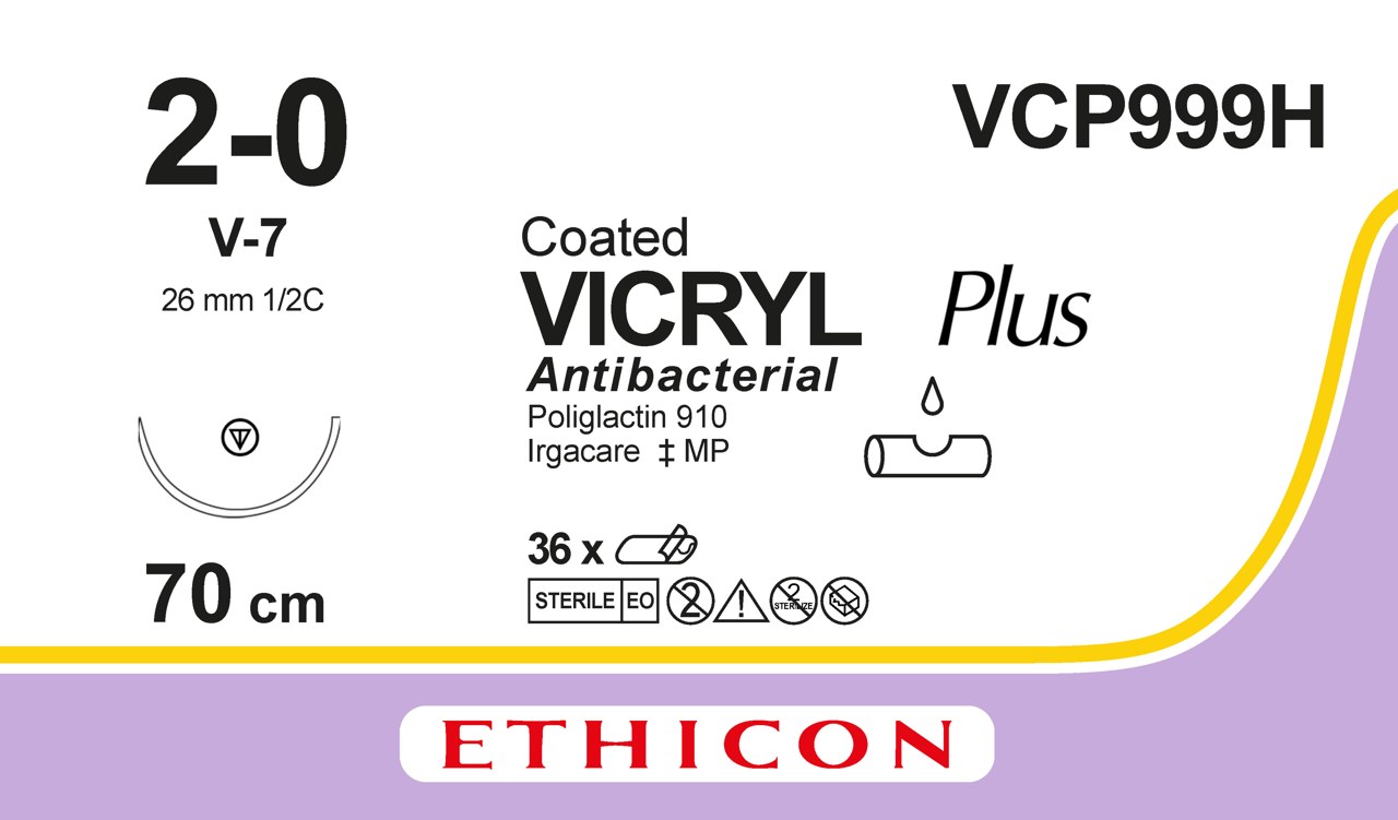 Vicryl Plus sutur 2-0, VCP999H, V-7 needle, 70 cm purple