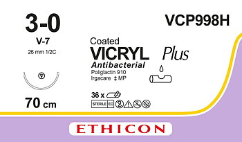 Vicryl Plus sutur 3-0, VCP998H, V-7 needle, 70 cm purple