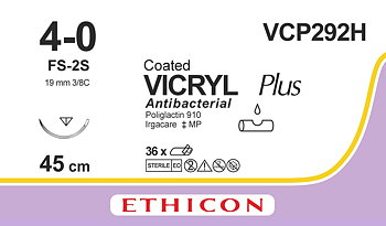 Vicryl Plus sutur 4-0, VCP292H, FS-2S needle, 45 cm undyed