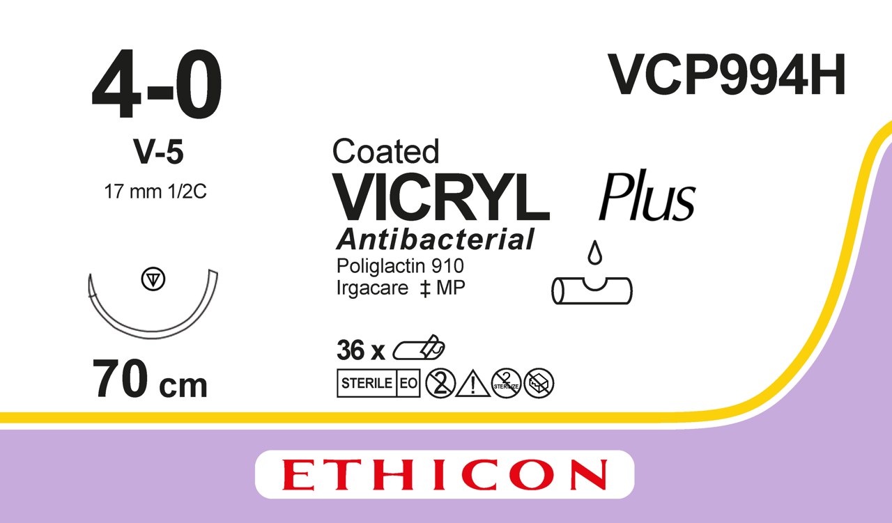 Vicryl Plus sutur 4-0, VCP994H, V-5 needle, 70 cm purple